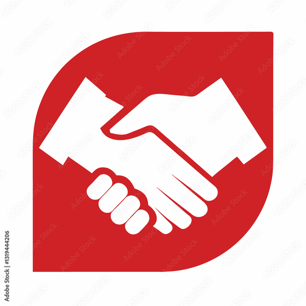 handshake icon on blue background handshake icon on blue background