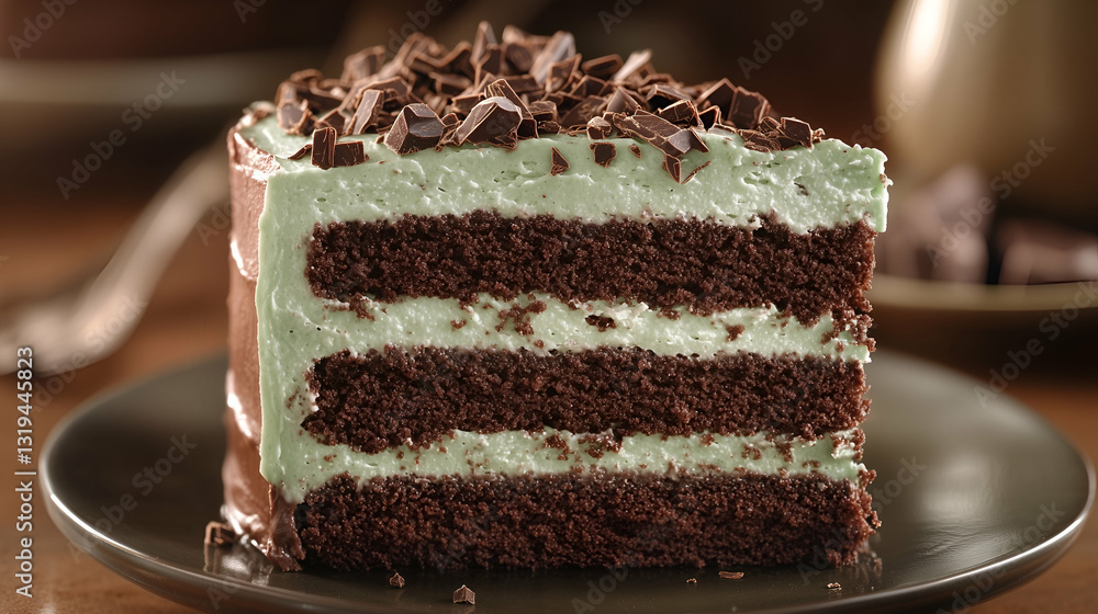 Chocolate cake with mint cream
