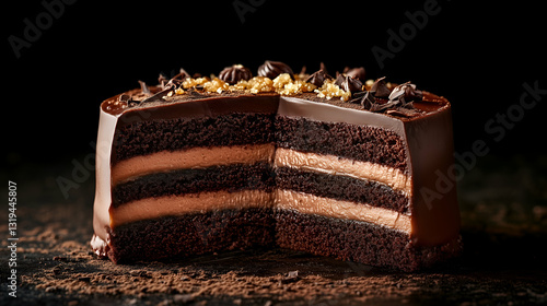 Obraz na płótnie Chocolate cake with ganache w salonie