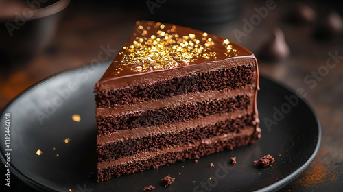 Obraz na płótnie Chocolate cake with gold flakes w salonie