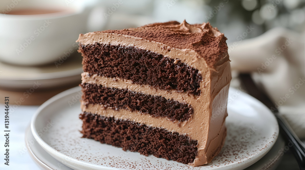Chocolate cake with cocoa dusting