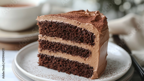 Obraz na płótnie Chocolate cake with cocoa dusting w salonie