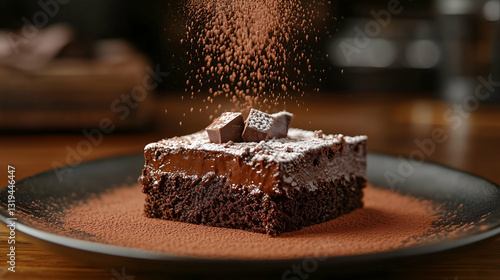 Obraz na płótnie Chocolate cake with cocoa powder dusting w salonie