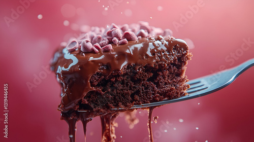Obraz na płótnie Chocolate cake with melted glaze w salonie
