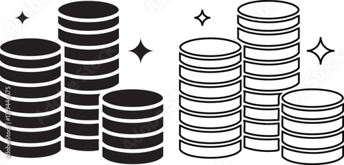 Coins stack Icon set 10 Eps 