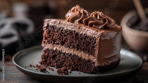 Obraz na płótnie Chocolate layer cake slice w salonie