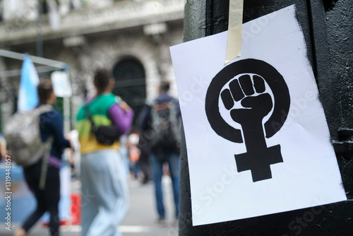 Quadro em tela Symbol of the feminist struggle, during the international women march, Argentina
