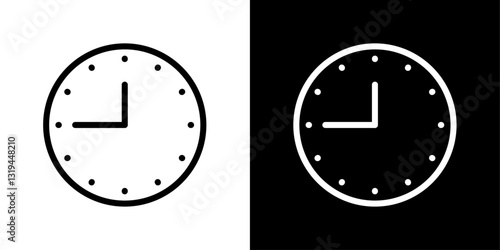 Clock nine icons in black and white colors