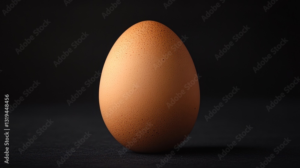 Single brown egg on black background, still life Single brown egg on black background, still life