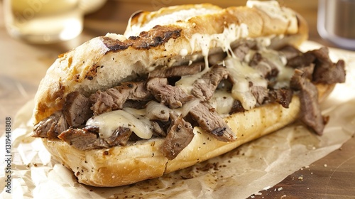 Philadelphia Cheesesteak Sandwich: An Iconic Delight! Savor this classic Philly staple made with thinly sliced ribeye steak