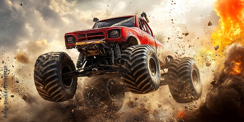 Thrilling Monster Truck Rally with High-Flying Stunts