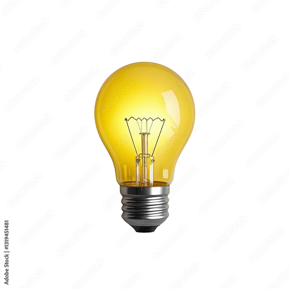 Yellow Light Bulb Icon. Business Idea and Strategy Concept White Background, Generative AI Yellow Light Bulb Icon. Business Idea and Strategy Concept White Background, Generative AI