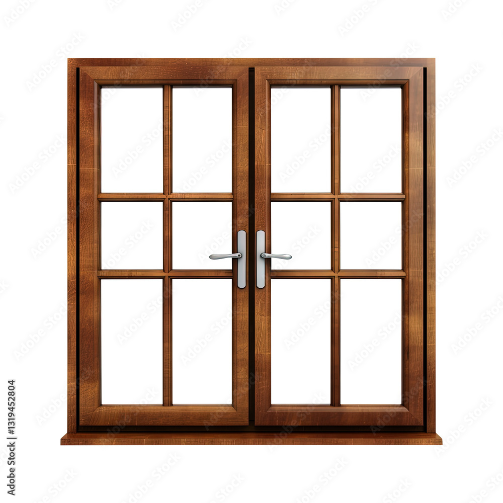 wooden window isolated on transparent background, clipping path, PNG wooden window isolated on transparent background, clipping path, PNG