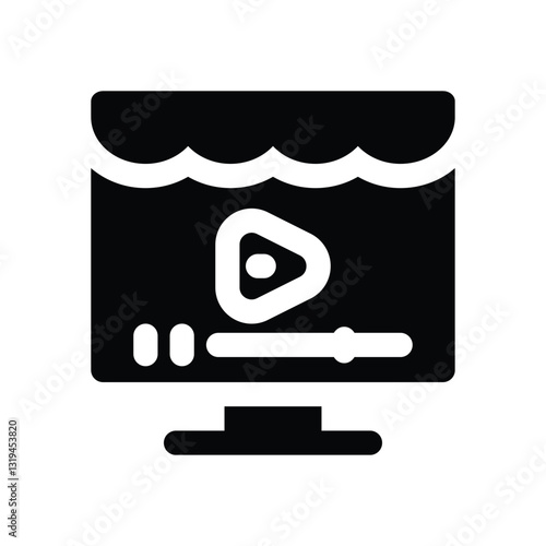 video advertising glyph icon. Strong and solid vector icon for websites, mobile interfaces, presentations, and visual branding. High quality and easy to edit.