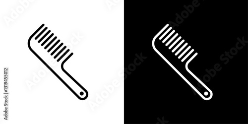 Hair brush icons in black and white colors