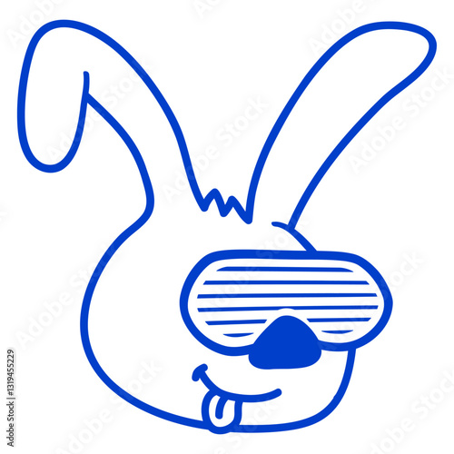 Bunny Sunglasses Grooves Stripes Party Party Fun Design Lover Art Vector Illustration Card T-Shirt Poster Sticker Graphic Print Decorative Drawing Isolated Logo Decoration Symbol Creative Cool Style
