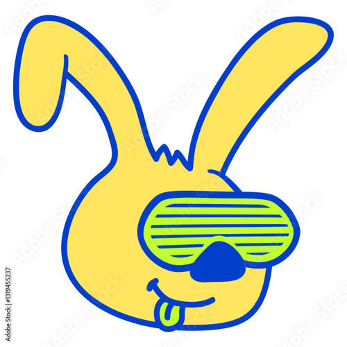 Bunny Sunglasses Grooves Stripes Party Party Fun Design Lover Art Vector Illustration Card T-Shirt Poster Sticker Graphic Print Decorative Drawing Isolated Logo Decoration Symbol Creative Cool Style
