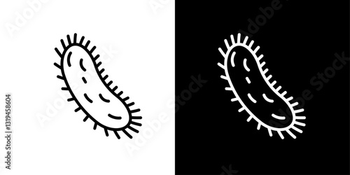 Microorganism icons in black and white colors