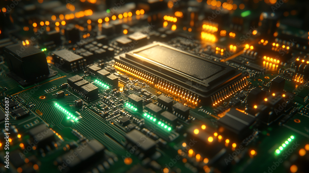 Circuit board as miniature city, neon electronic landscape, futuristic architecture, digital microcosm
Circuit board as miniature city, neon electronic landscape, futuristic architecture, digital microcosm