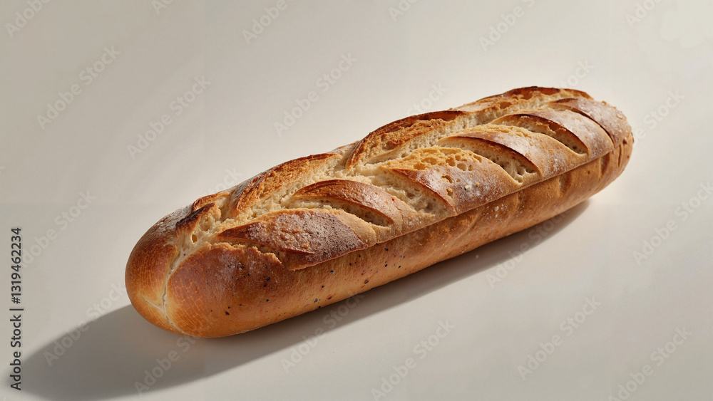 freshly baked bread loaf on a light background freshly baked bread loaf on a light background