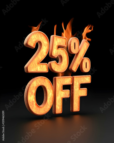 25% off sale, fiery discount photo