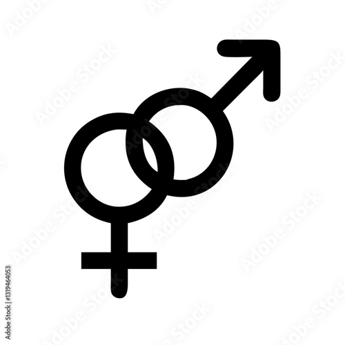 Gender symbols silhouette icon, equality concept, inclusive design, monochrome style, copy space, on a white background