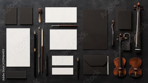 music business stationery, branding collateral mockup template