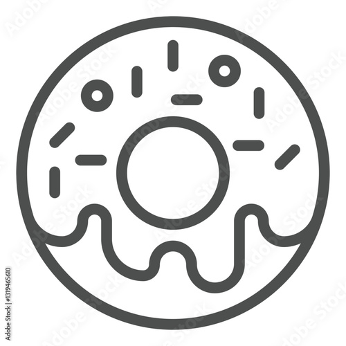 Sweet donut line icon, eat what you want concept. Vector graphics. Glazed donut bun sign on white background, outline style icon for mobile or web design.