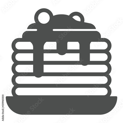 Pancakes with sweet jam solid icon, bakery cooking cakes concept. Vector graphics. Food dish sign on white background, glyph style icon for mobile or web design.