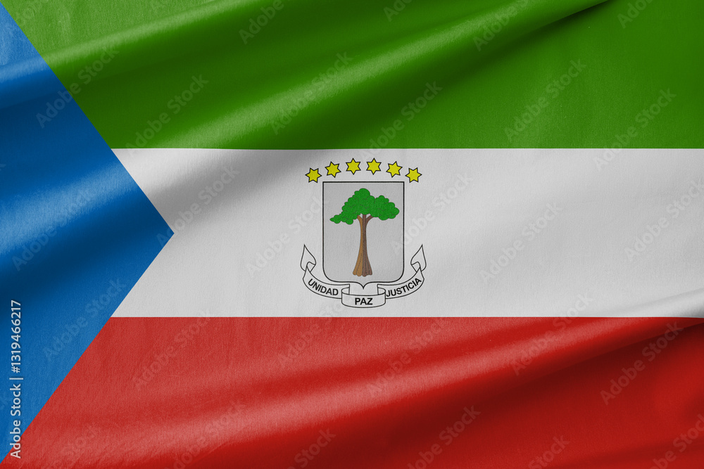 Naklejka premium Equatorial Guinea National Flag Waving in the Wind