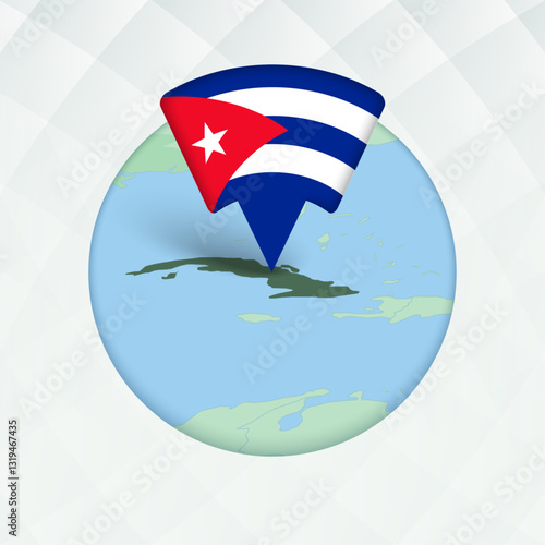 Photography Cuba Map Highlighted with Flag Marker.