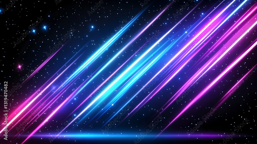 Obraz premium Abstract vibrant neon light streaks on a dark space background