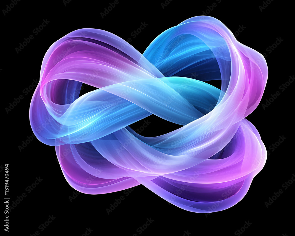 Fototapeta premium Abstract, vibrant, swirling, intertwined ribbons in a mesmerizing infinity symbol