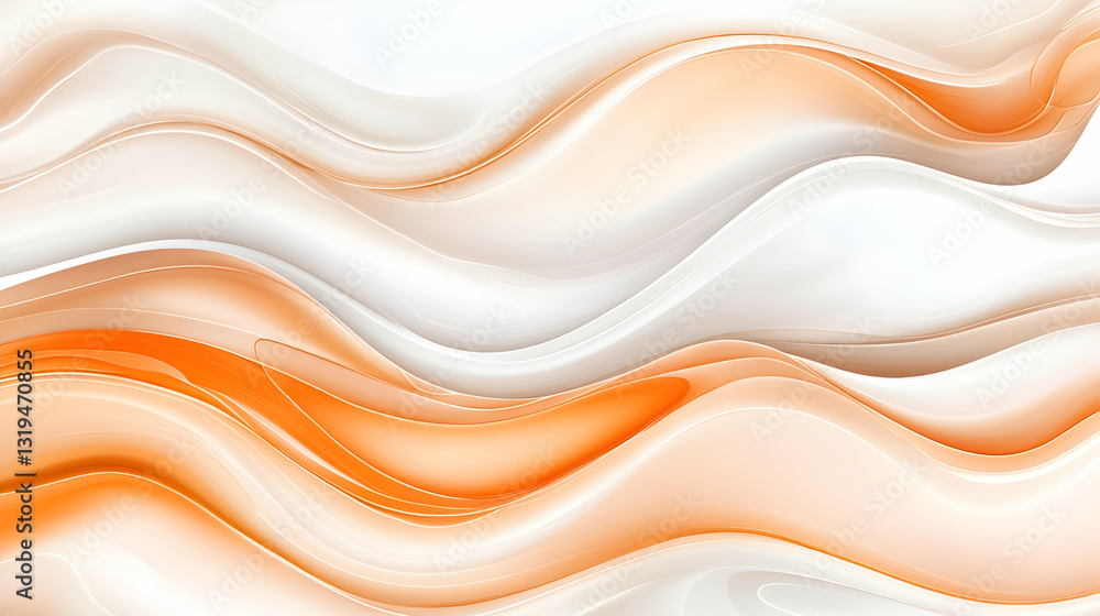 Obraz premium Abstract wavy marble design in soft orange and white