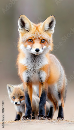 Wallpaper Mural Adorable red fox and kit Torontodigital.ca