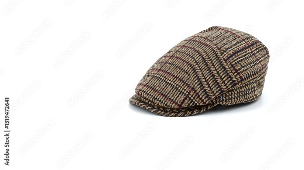 Classic Tweed Flat Cap on a Studio Background Classic Tweed Flat Cap on a Studio Background