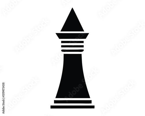 Chess Rook with Tower Top Icon,Black Silhouette Vector for Strategy, Game, and Business Concepts
