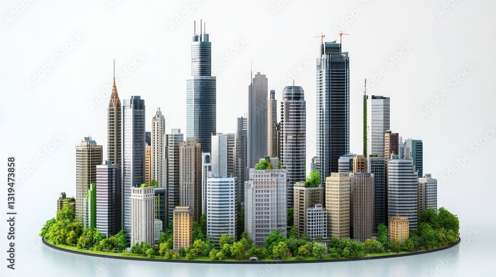 Fototapeta premium Eco-Friendly Metropolis: A Sustainable Cityscape Model
