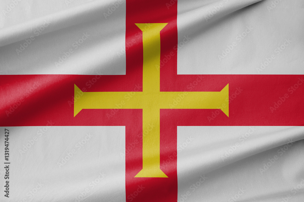 Fototapeta premium Guernsey National Flag Waving in the Wind