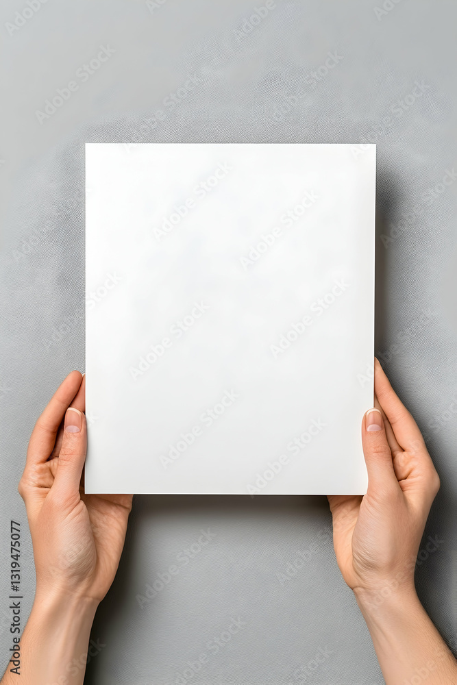 Obraz premium Blank paper held in hands (1)