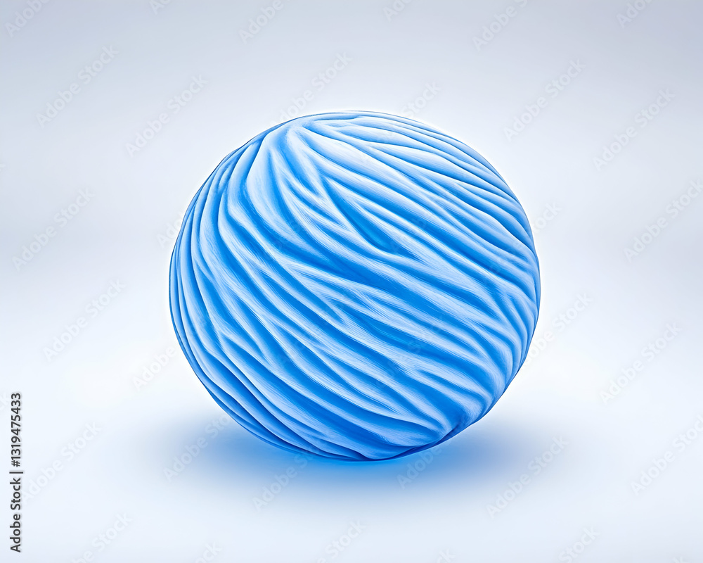 Fototapeta premium Blue sphere with sculpted, wavy texture