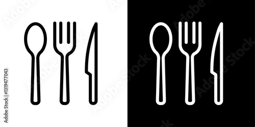 Utensils icons in black and white colors