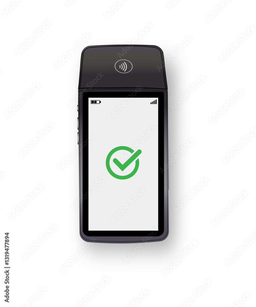 Vector 3D Realistic NFC Payment Terminal. Credit Card. Payment Machine. Template for Bank Payment Contactless Terminal. POS Terminal. Vector 3D Realistic NFC Payment Terminal. Credit Card. Payment Machine. Template for Bank Payment Contactless Terminal. POS Terminal.