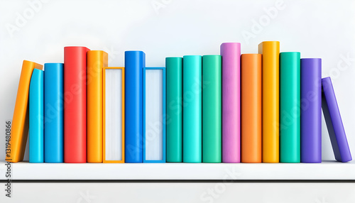 Colorful books arranged neatly on a shelf