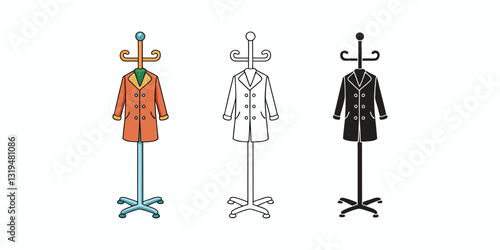 A set of coat rack vector illustration