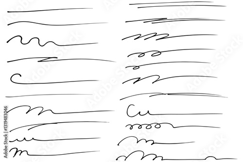 手描きの文字の下の線　アンダーラインセット　ベクター
