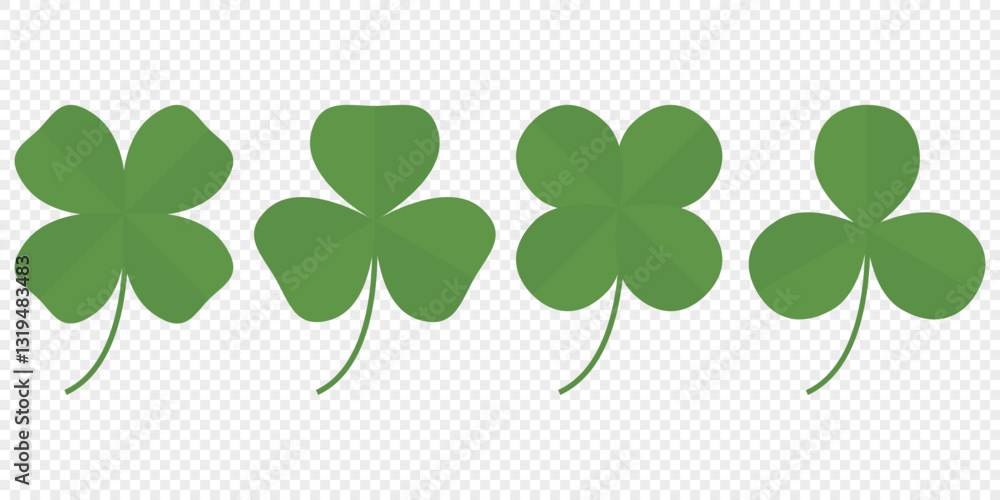 Fototapeta premium Clover leaves vector icon set