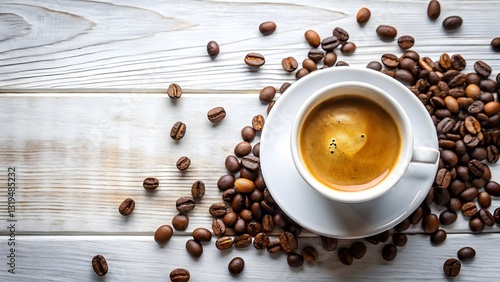 cup of coffee with beans