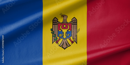 Moldova National Flag Waving in the Wind