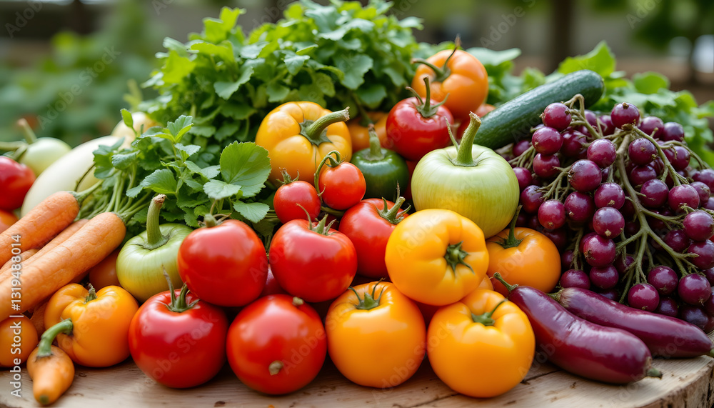 Enjoy a colorful array of freshly harvested vegetables straight from the farm, bursting with nutrients and flavors, perfect for a refreshing and wholesome outdoor meal. Enjoy a colorful array of freshly harvested vegetables straight from the farm, bursting with nutrients and flavors, perfect for a refreshing and wholesome outdoor meal.
